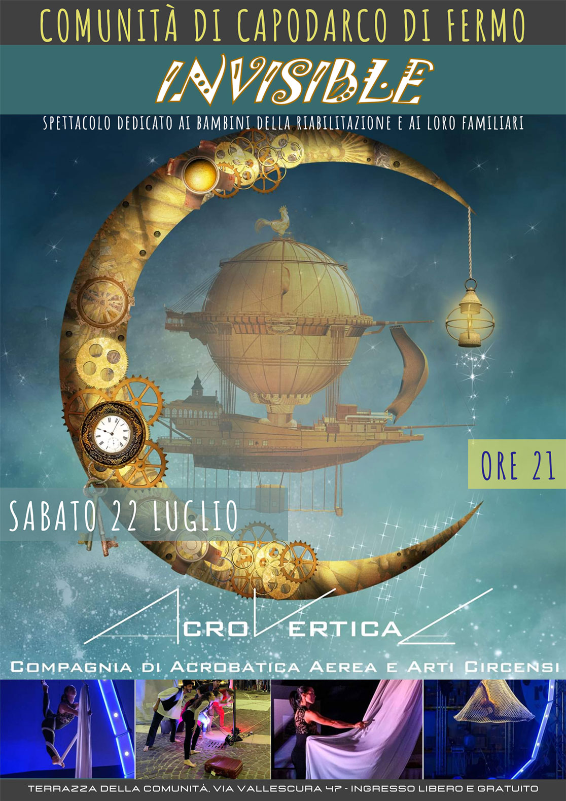 Comunità di Capodarco e AcroVertical svelano l'”Invisibile”: una serata di sogni dedicata ai bimbi della Riabilitazione 1 AcroVertical Spettacolo bambini