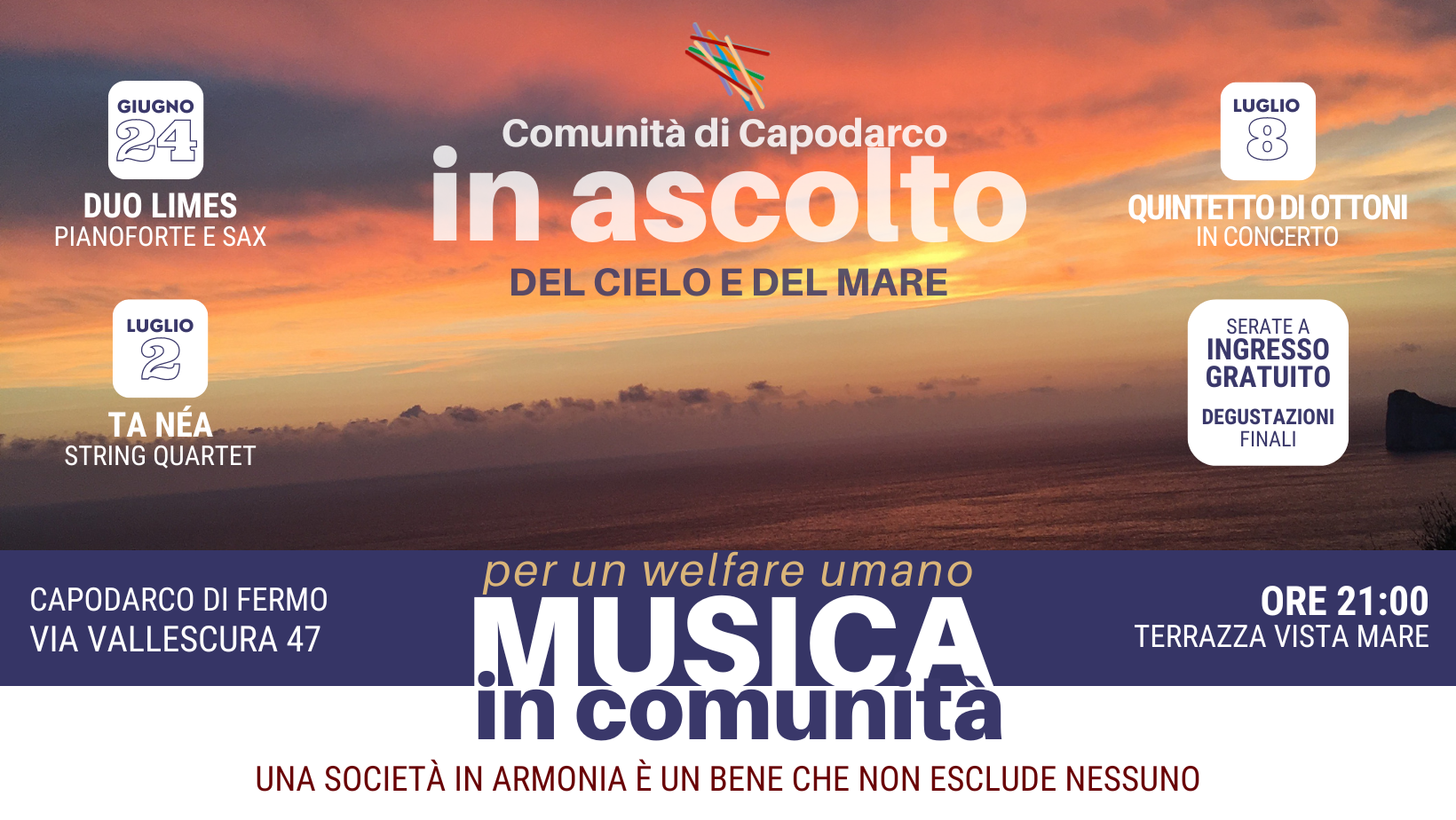 Musica in comunità per un “welfare più umano” – 24 giugno con il Duo Limes: pianoforte e sax per superare “barriere musicali, sociali e culturali” 1 serate musica